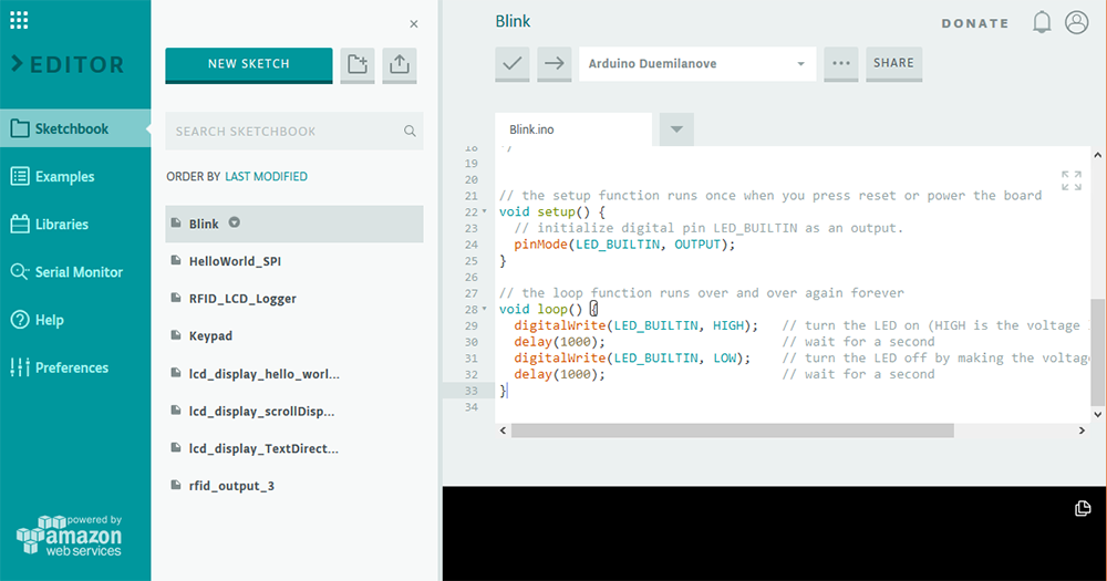 Screenshot Arduino Web-Editor